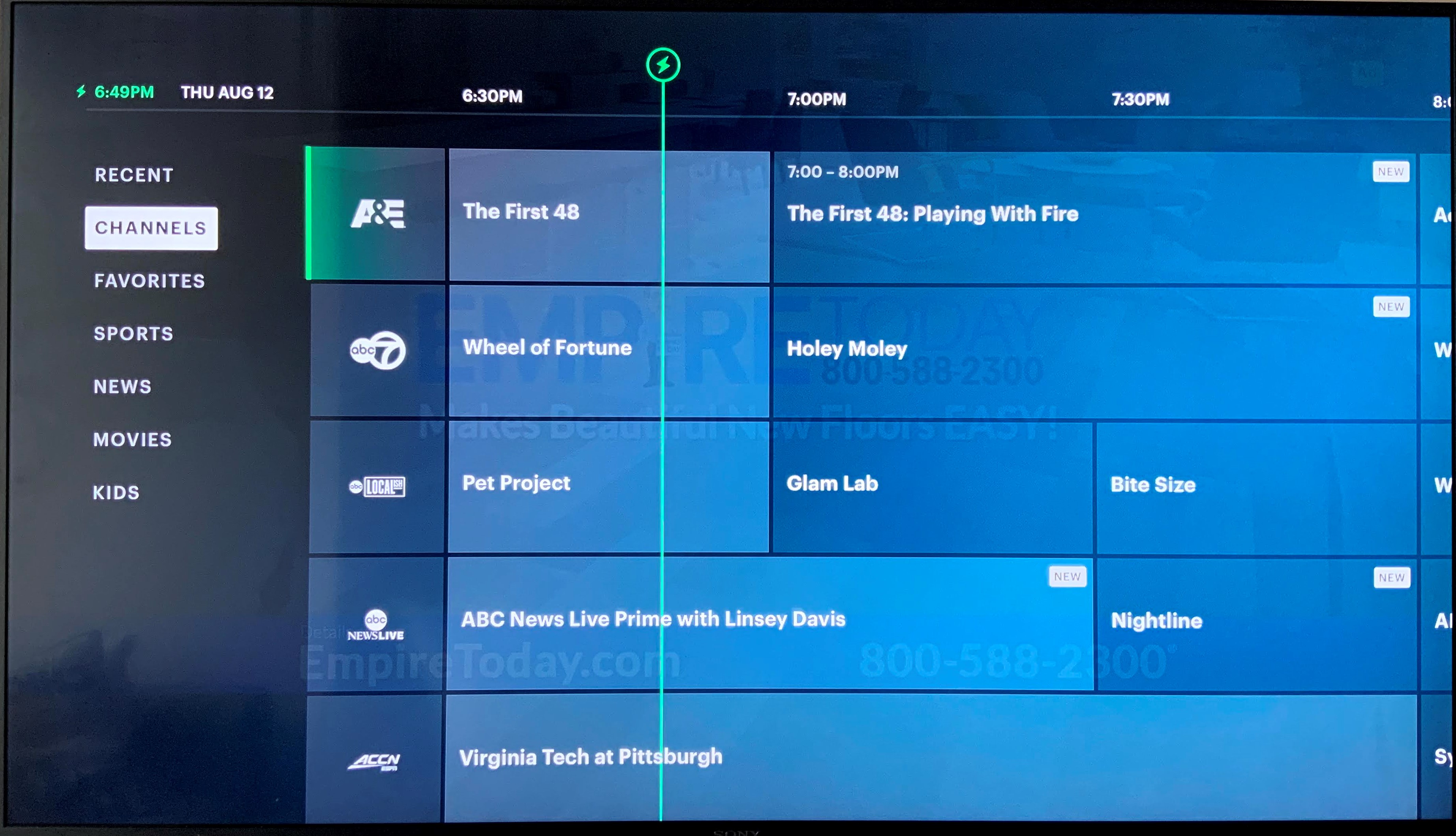 Como faço para viver na TV no Hulu na minha TV?